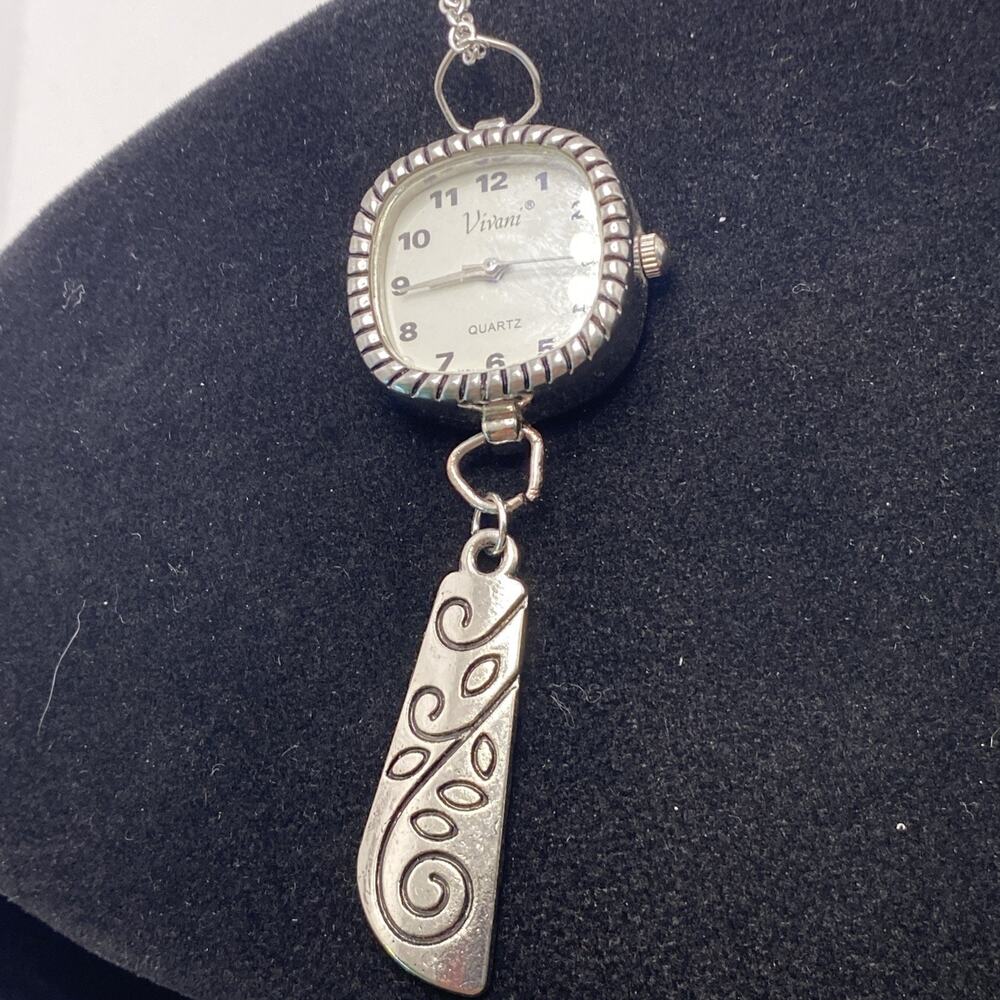 Vivani Womens Silver Southwest Custom Beaded Watch Necklace Works New Battery